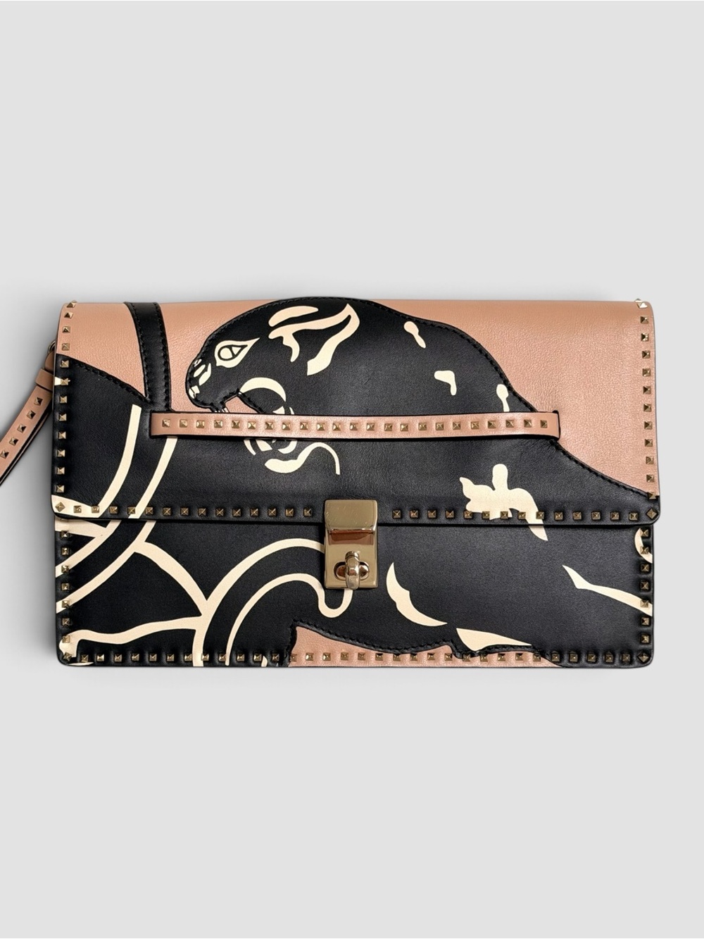 Rare Valentino Garavani Calfskin Panther Print Wristlet